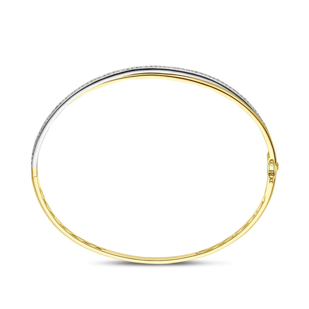 14k Bicolor gouden bangle met diamant