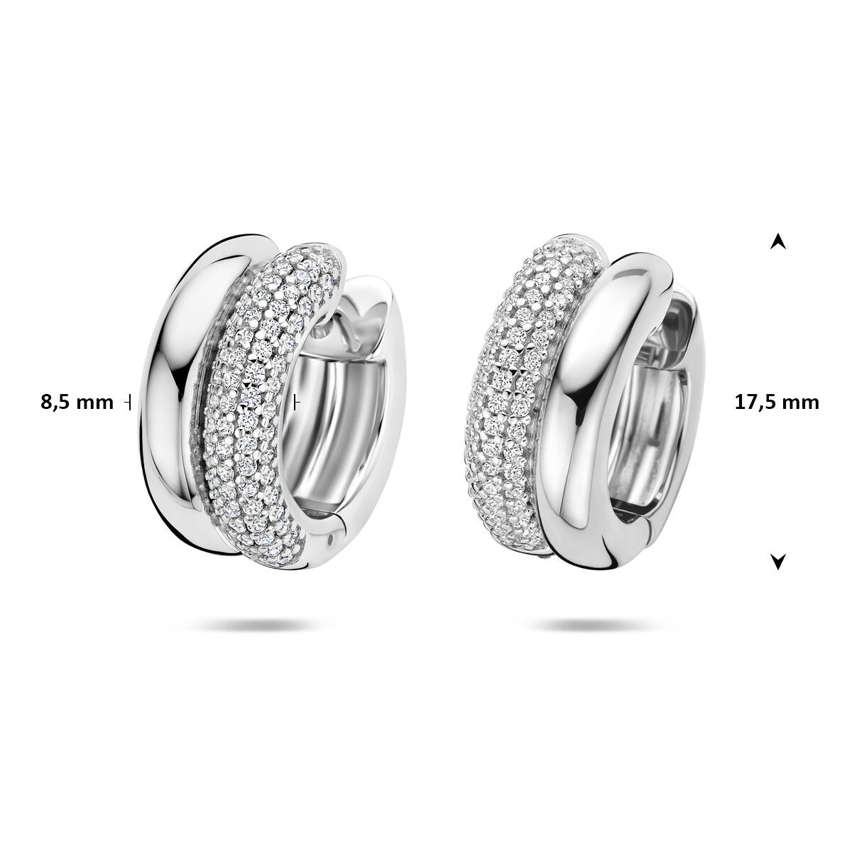 Créoles en argent pour femme avec zircone – créoles rhodiées 17.5 mm