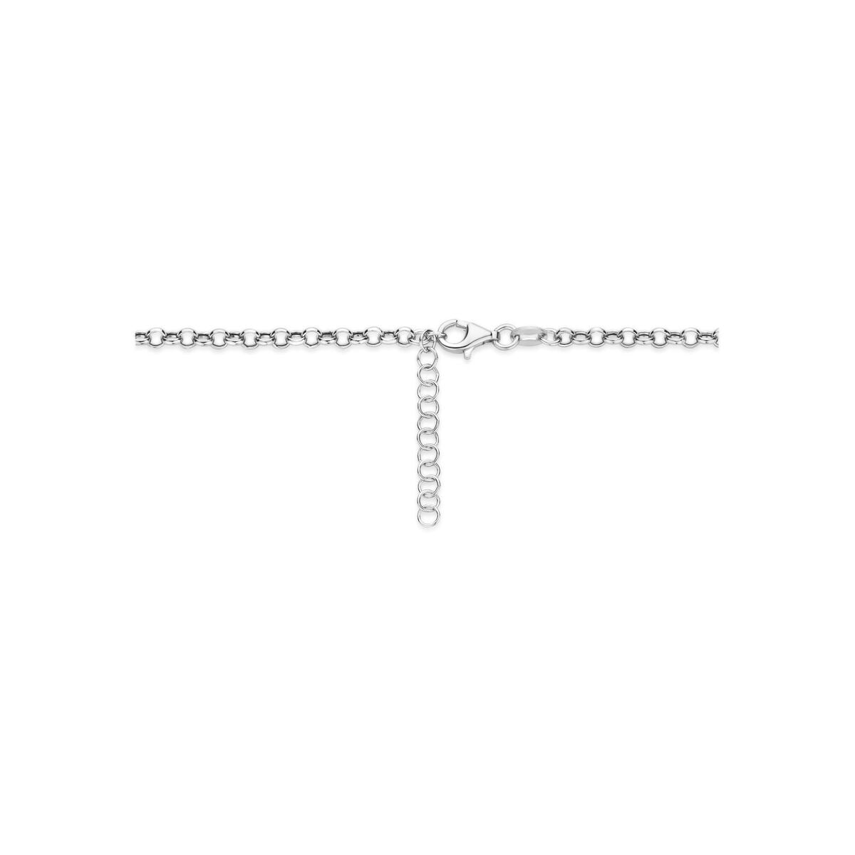 Collier Y en argent 925 rhodié avec rond.