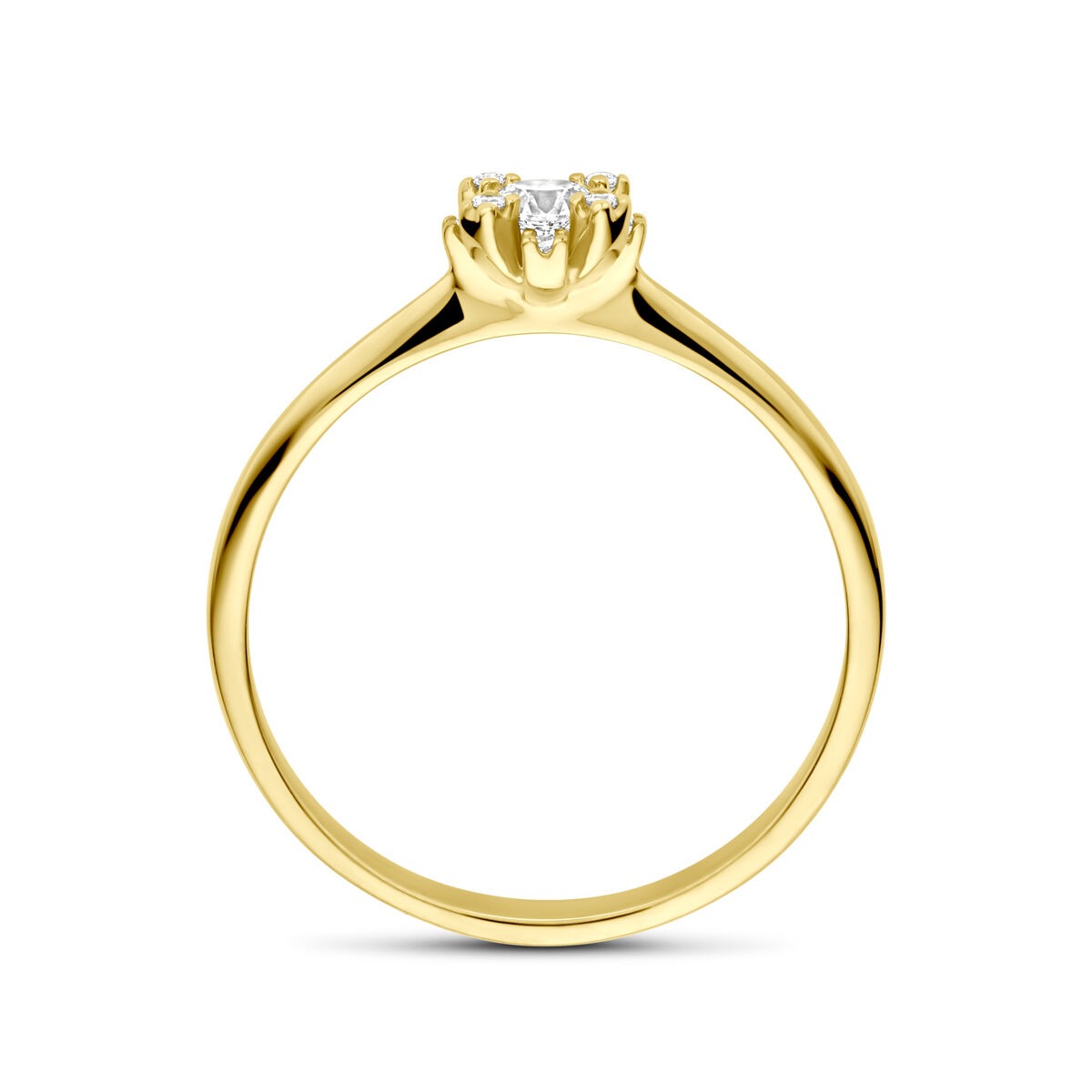 bague pour femme en or jaune 14k avec zircone – bague élégante en style entourage