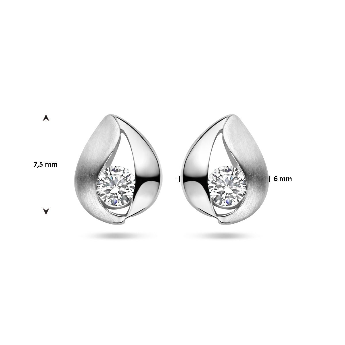 Puces d'oreilles en argent rhodié avec zircone 925