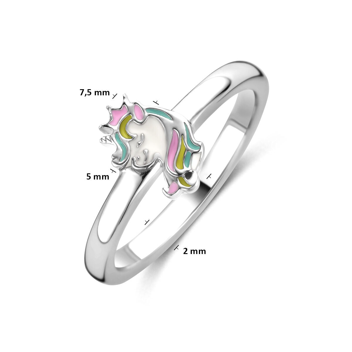 Bague pour enfant en argent avec licorne – rhodié argent 925