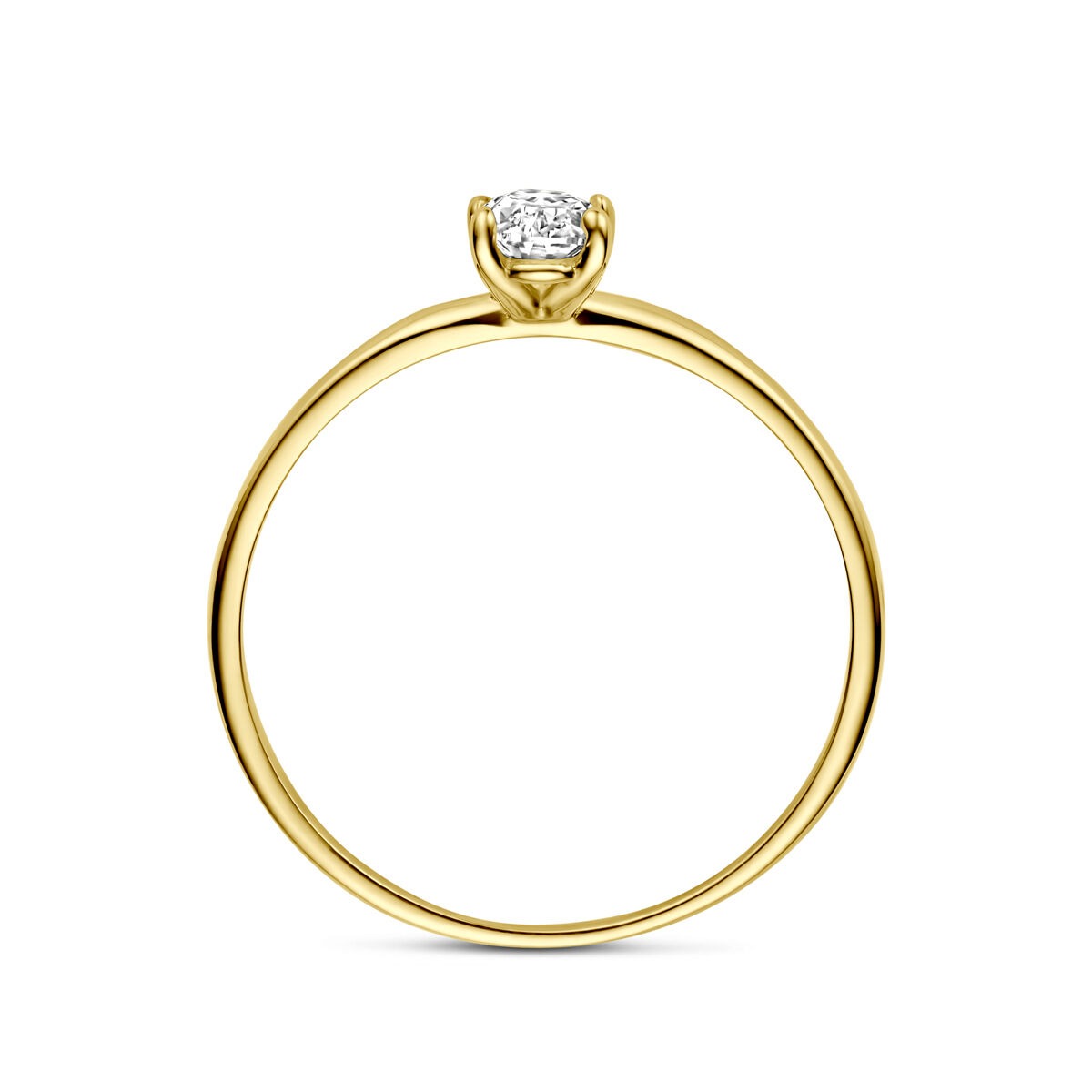 Bague en or avec zircone - taillée ovale, or jaune 9k