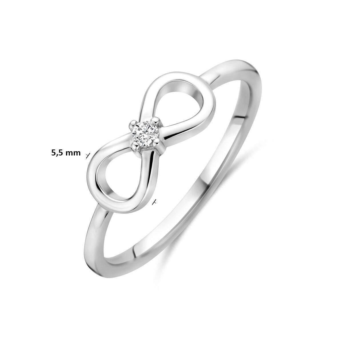 Bague en argent 925 rhodiée avec symbole infini et zircones