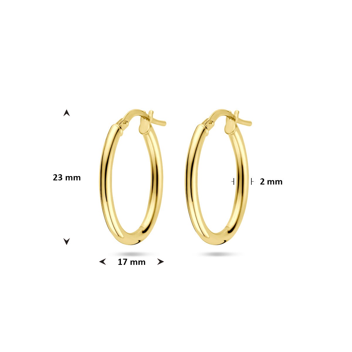 Créoles en or jaune 14k avec noyau en argent – Silgold