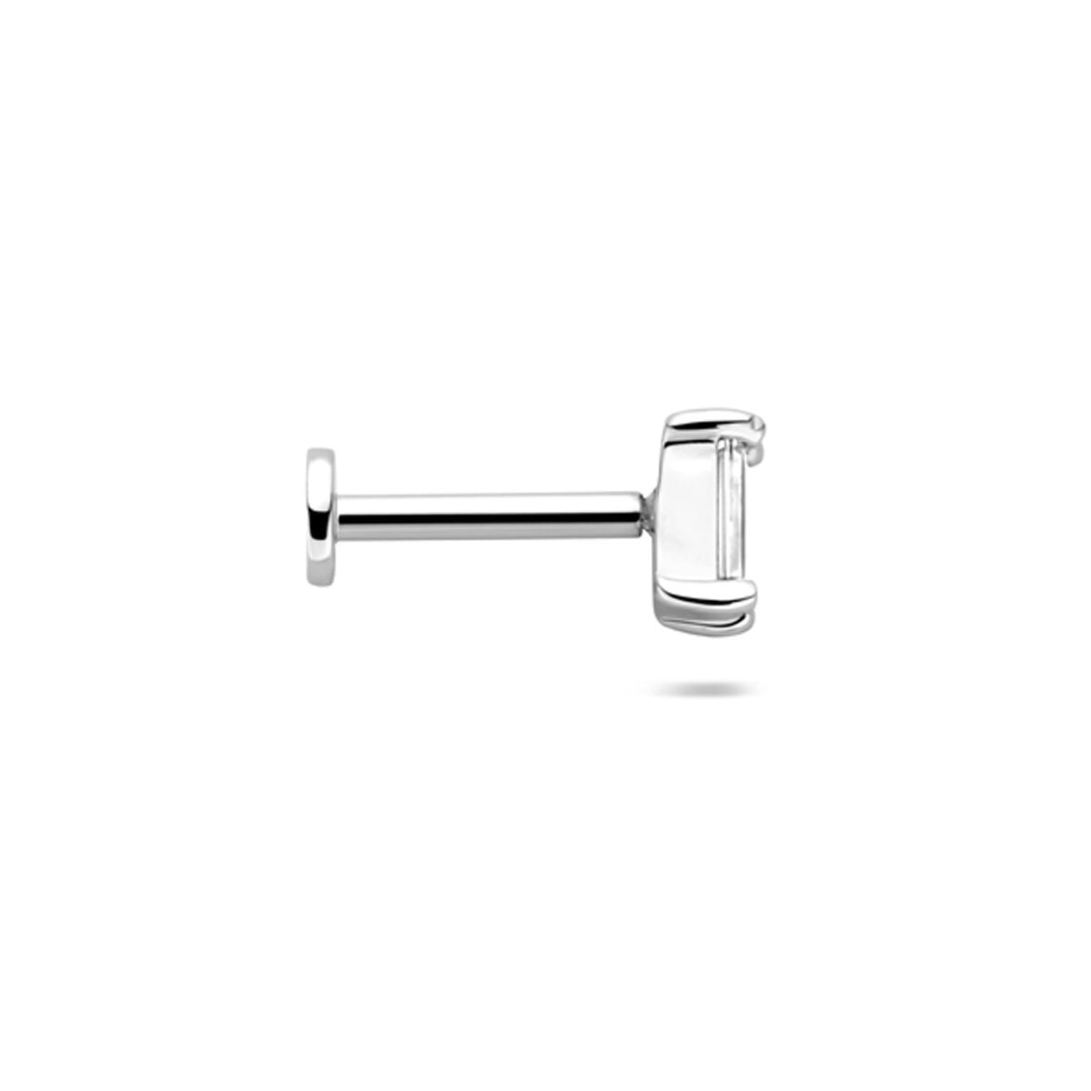 Piercing en Argent Rhodié à Dos Plat avec Zircone