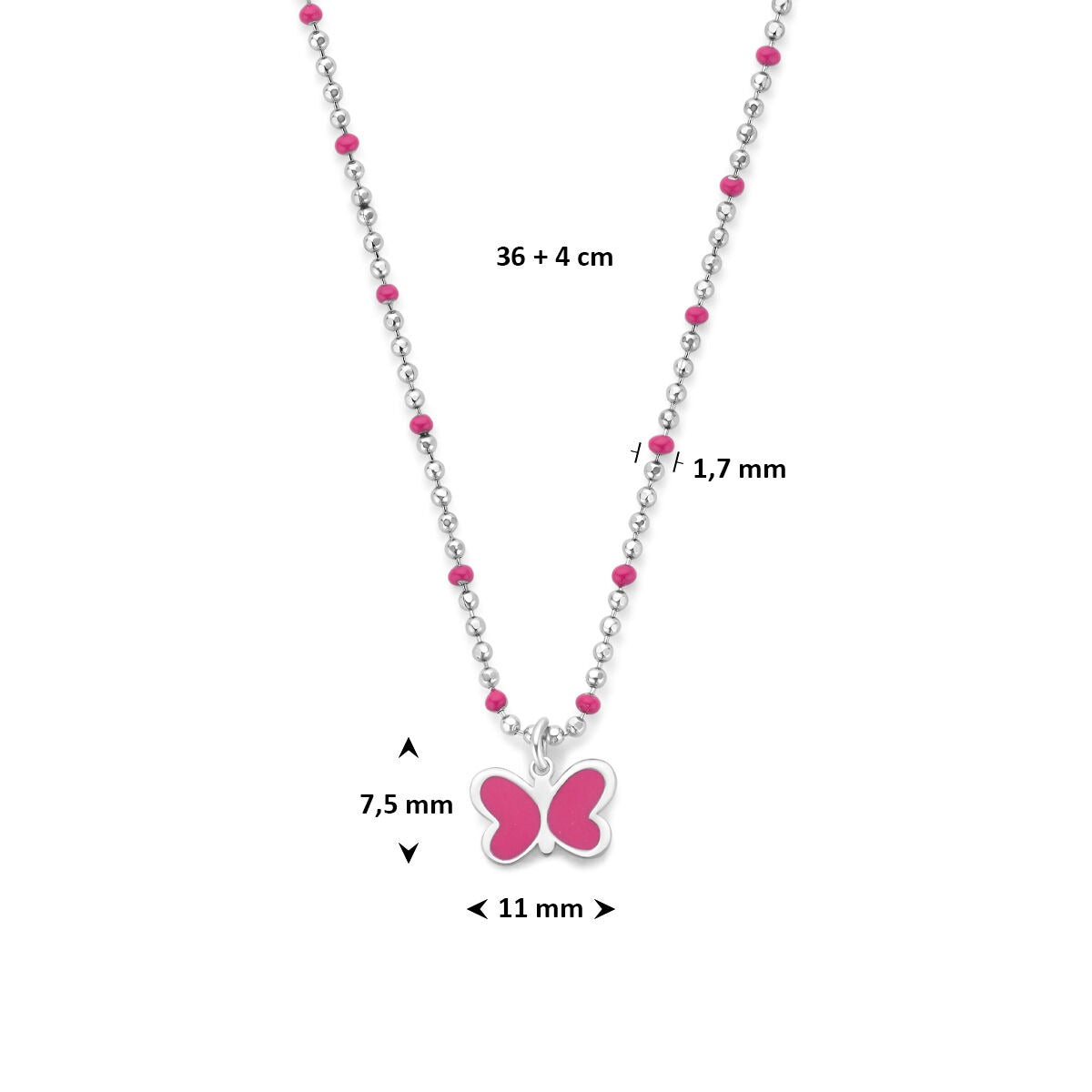 Collier pour enfant en argent 925 rhodié avec papillon