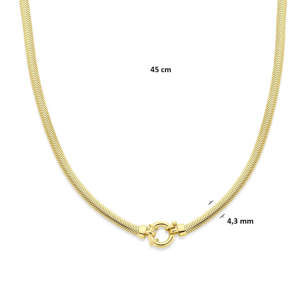 Collier en argent 925 plaqué or serpent plat