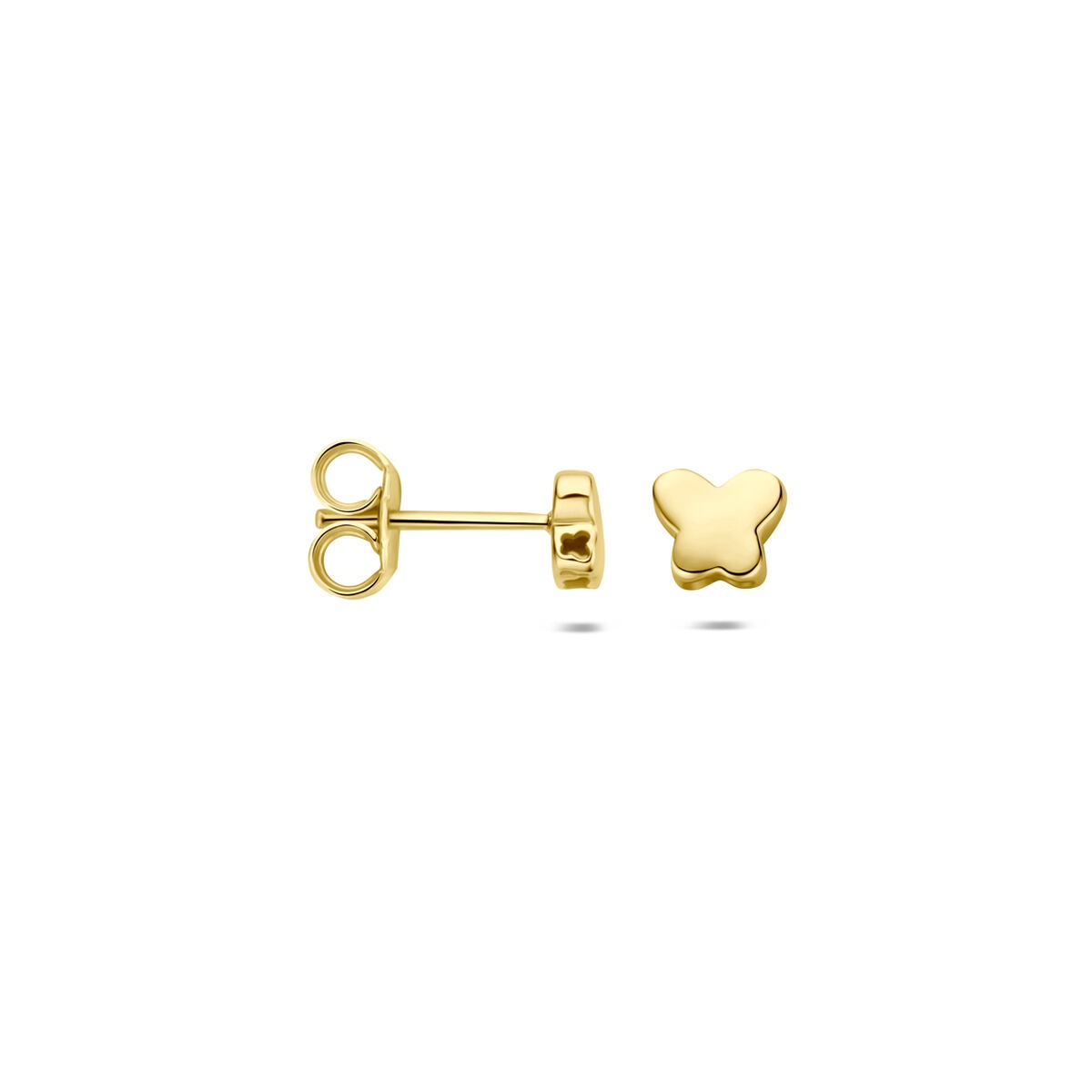 puces d'oreilles en or jaune en forme de cœur 14k