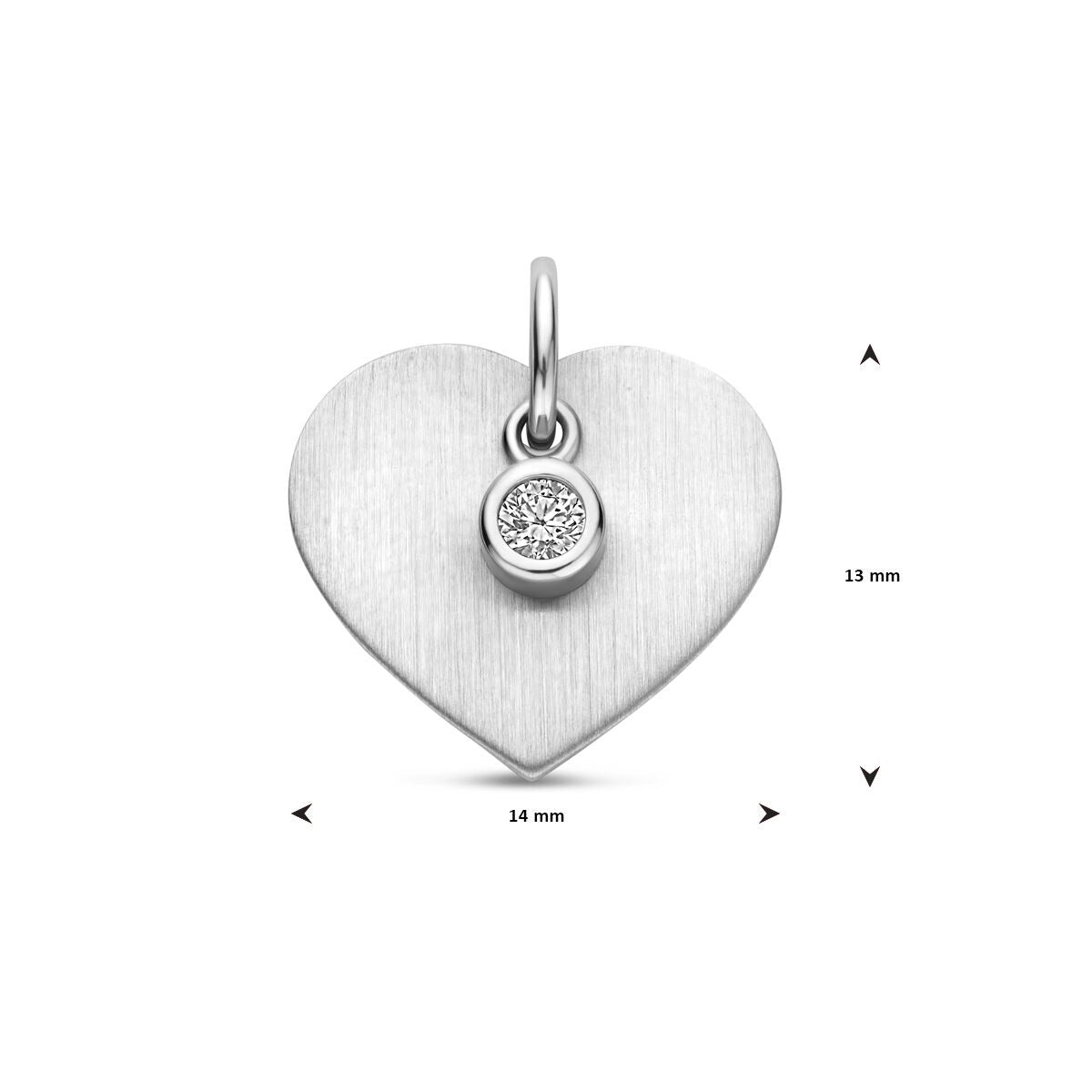 Pendentif en argent rhodié en forme de cœur avec zircone à graver