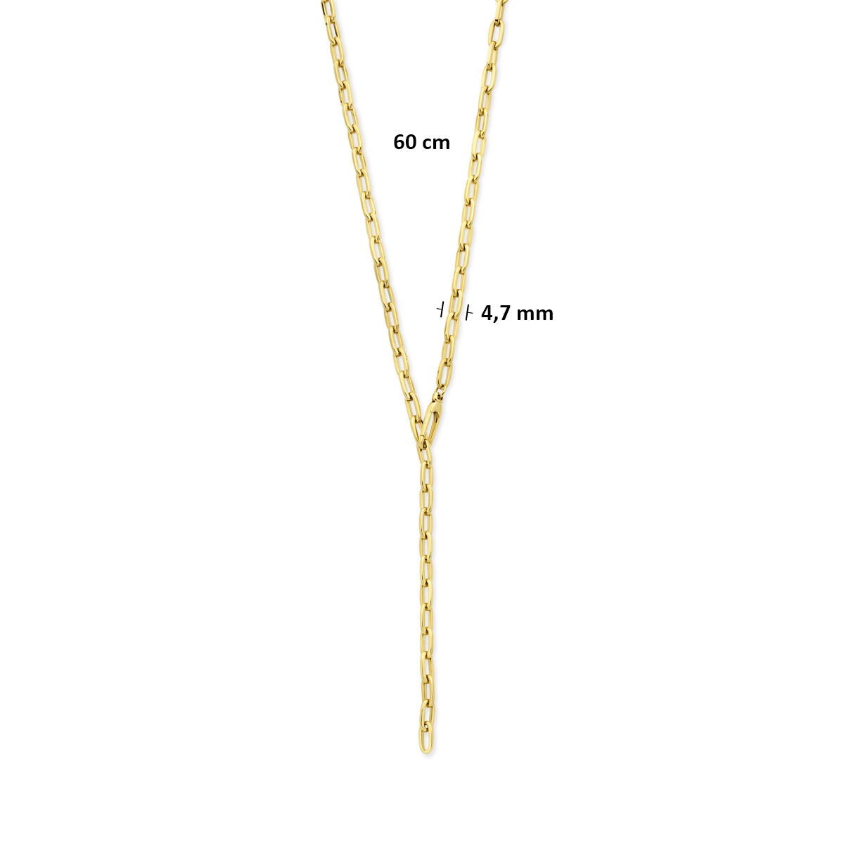 collier Y en or jaune 14k – maille ancre avec polyvalence moderne