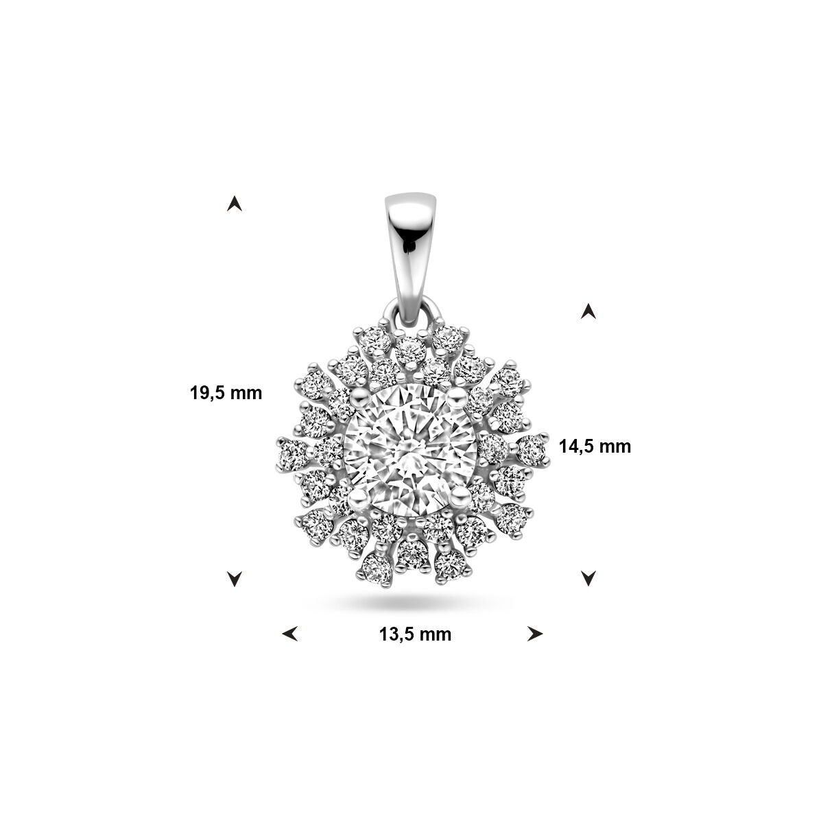 Pendentif en argent rhodié avec zircone – Entourage pavé