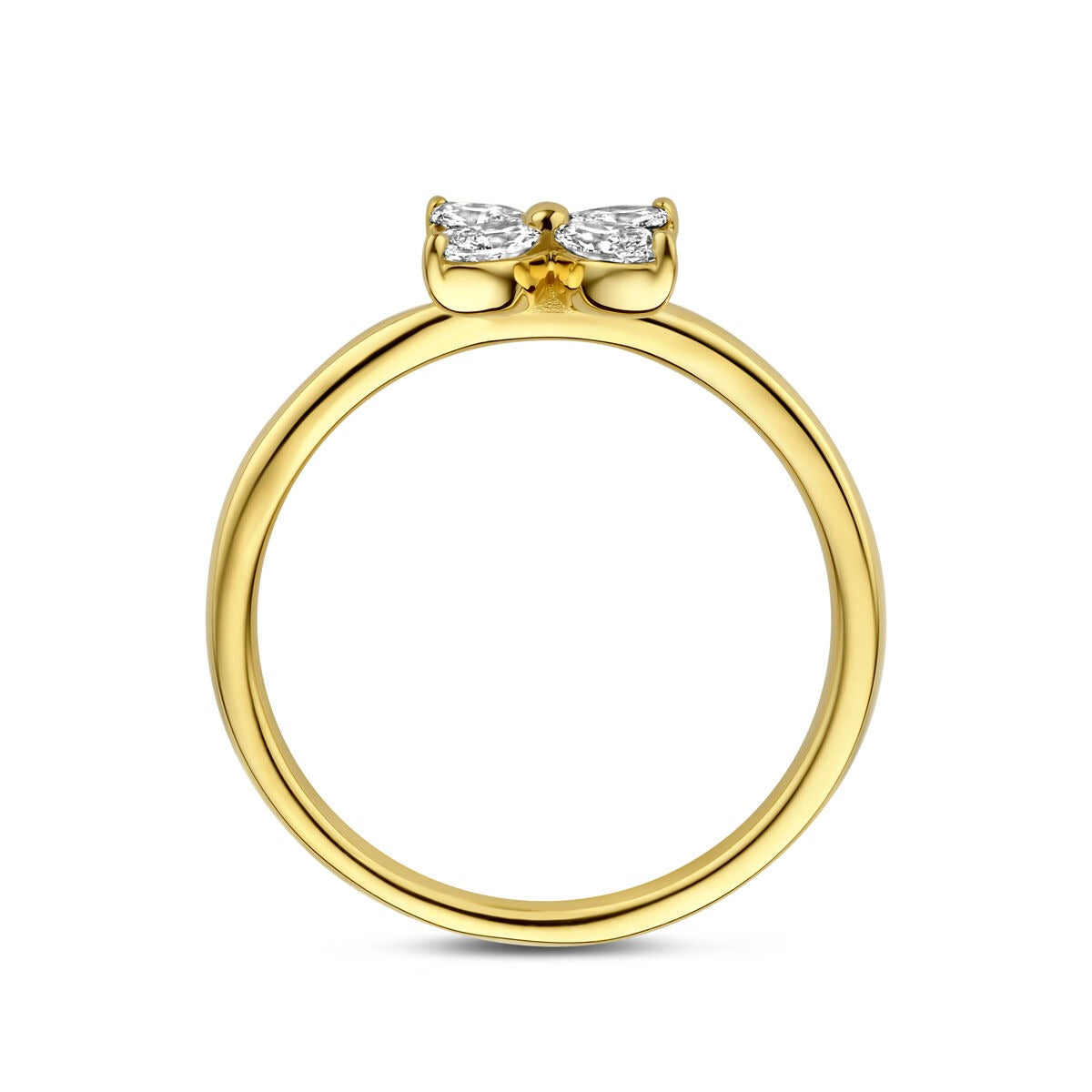 Bague en or jaune 14k avec fleur en diamant cultivé en laboratoire