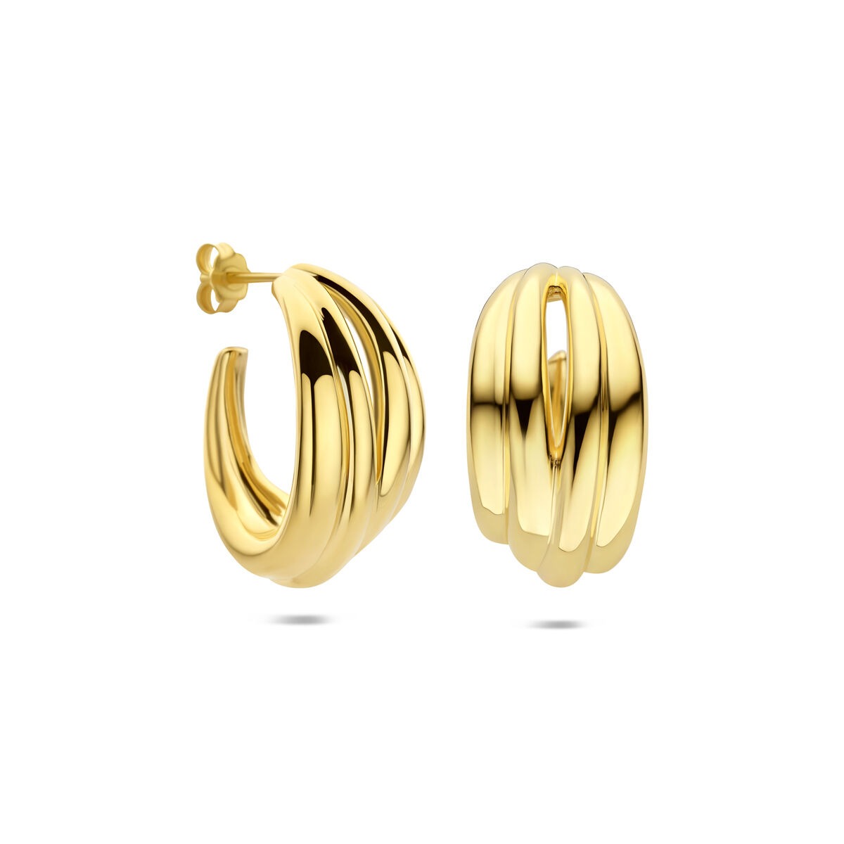 Boucles d'oreilles en argent plaqué or - forme élégante avec éclat doré