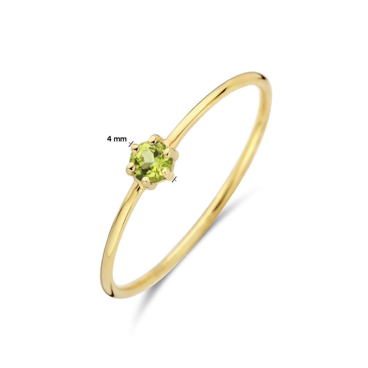 bague en or jaune 14k avec péridot – taillé en brillant