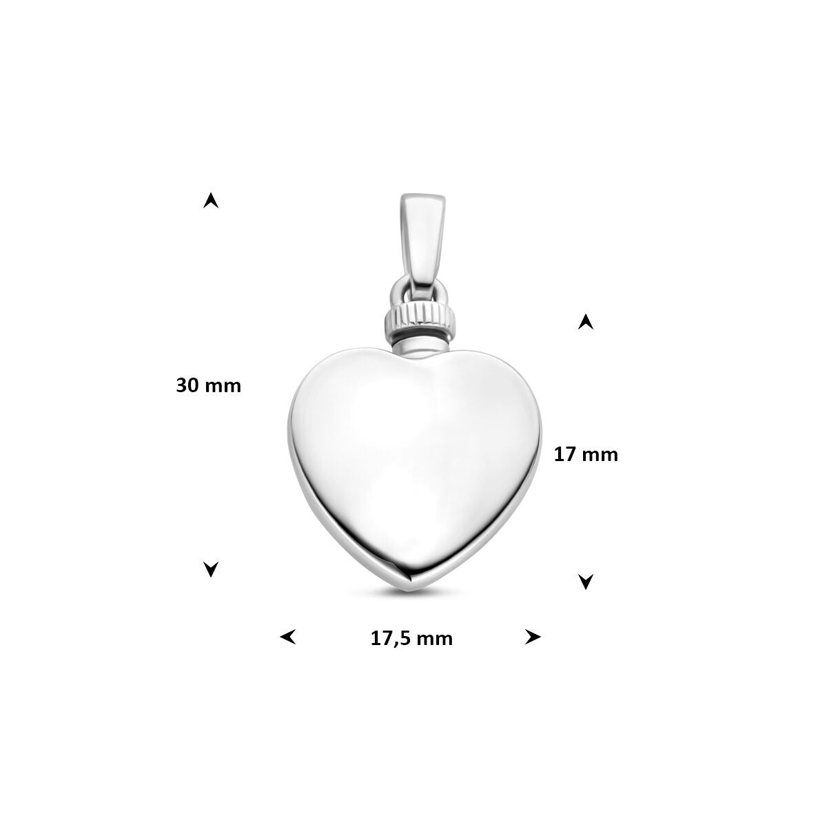 Pendentif urne en argent en forme de cœur – bijou commémoratif en argent 925