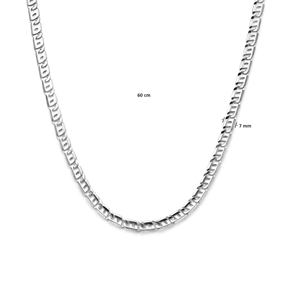 Collier en argent pour homme avec large maille ancre et fermoir à mousqueton