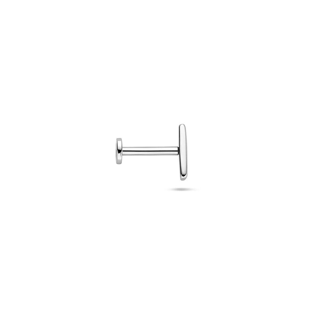 Piercing en argent rhodié à dos plat en forme de barre