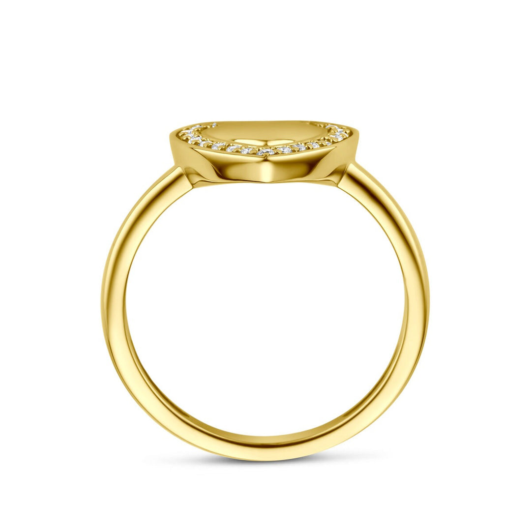 14k Geelgouden hartring met lab grown diamant
