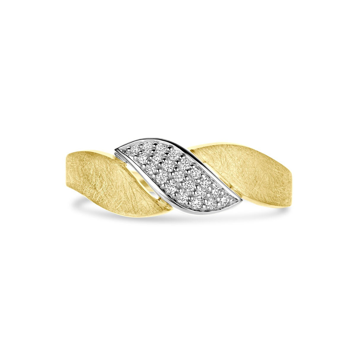 bague poli/mat diamant 0.08ct h si or bicolore jaune/blanc 14K