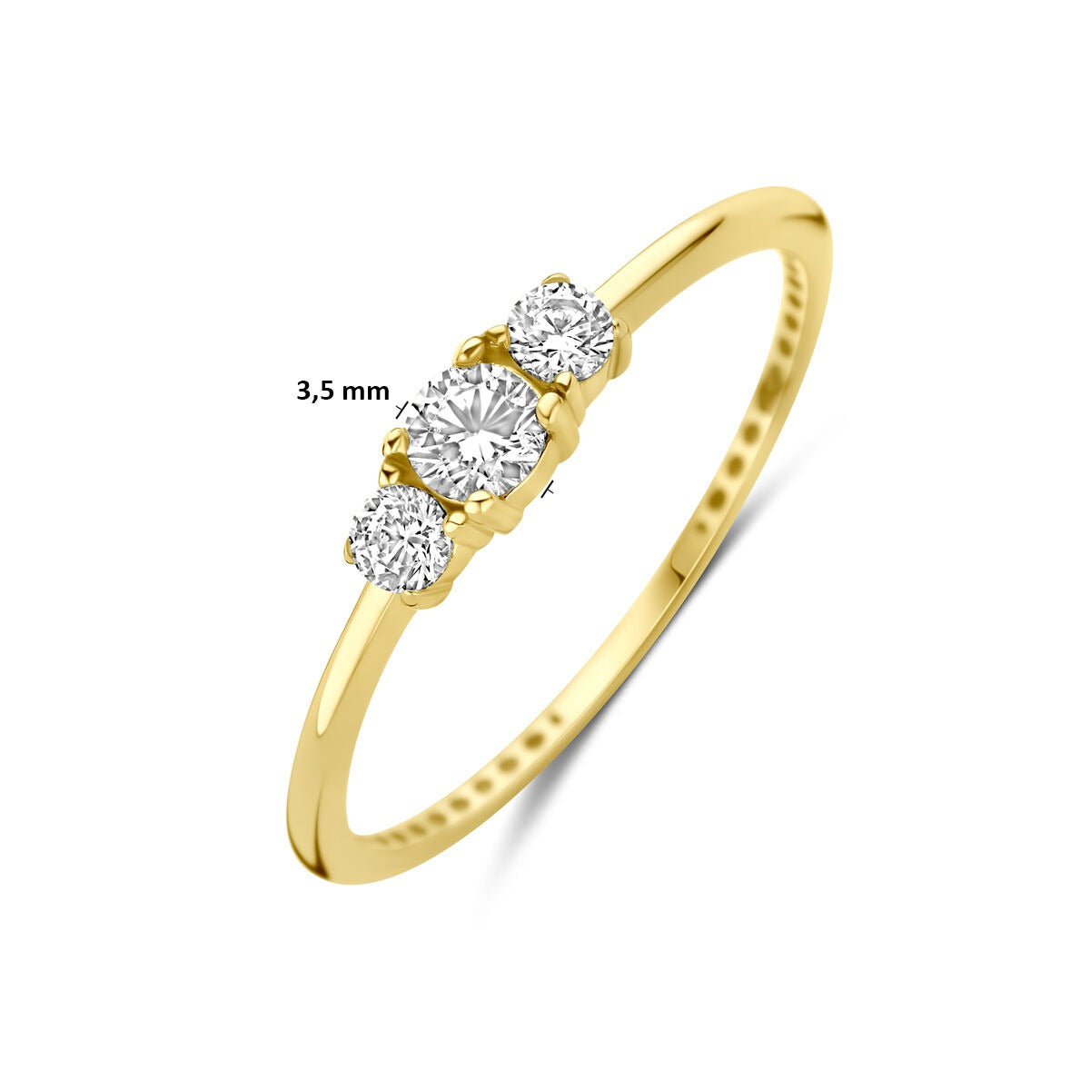 Bague pour femme en or jaune 9k avec zircone – 3,5 mm de large