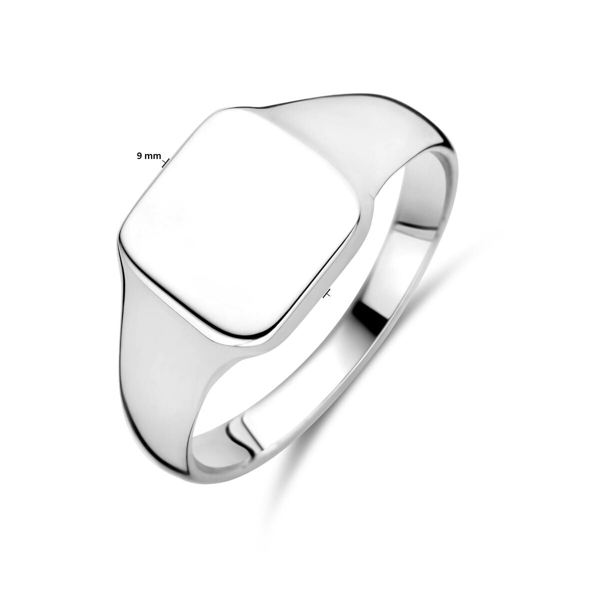 Bague en argent rhodié gravée carrée 925