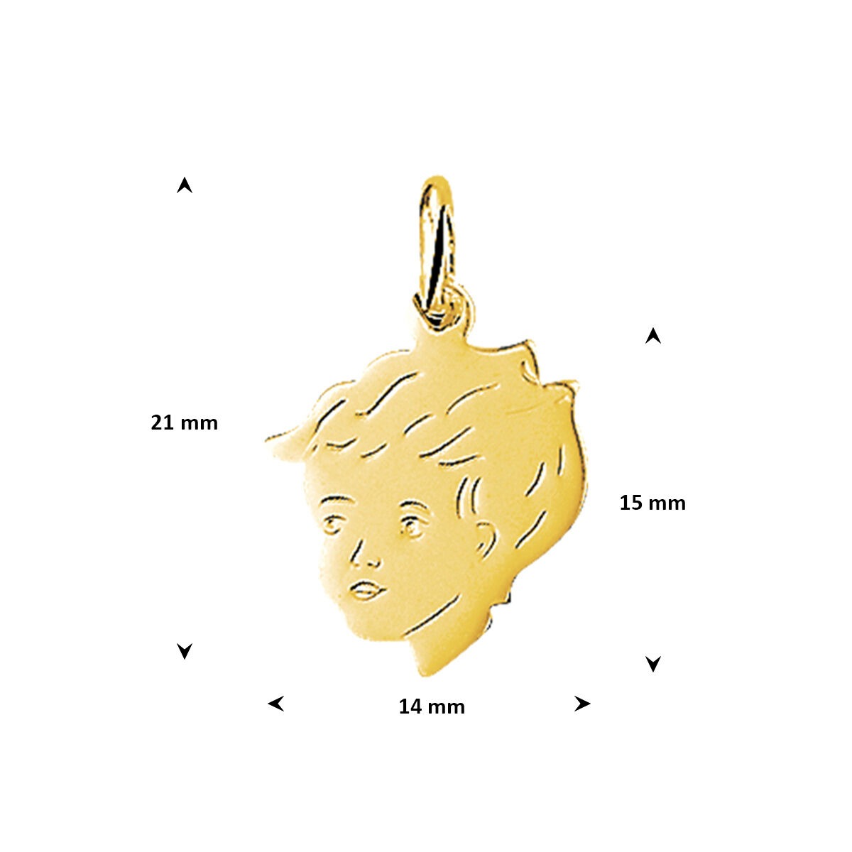 pendentif en or jaune 9k tête d'enfant