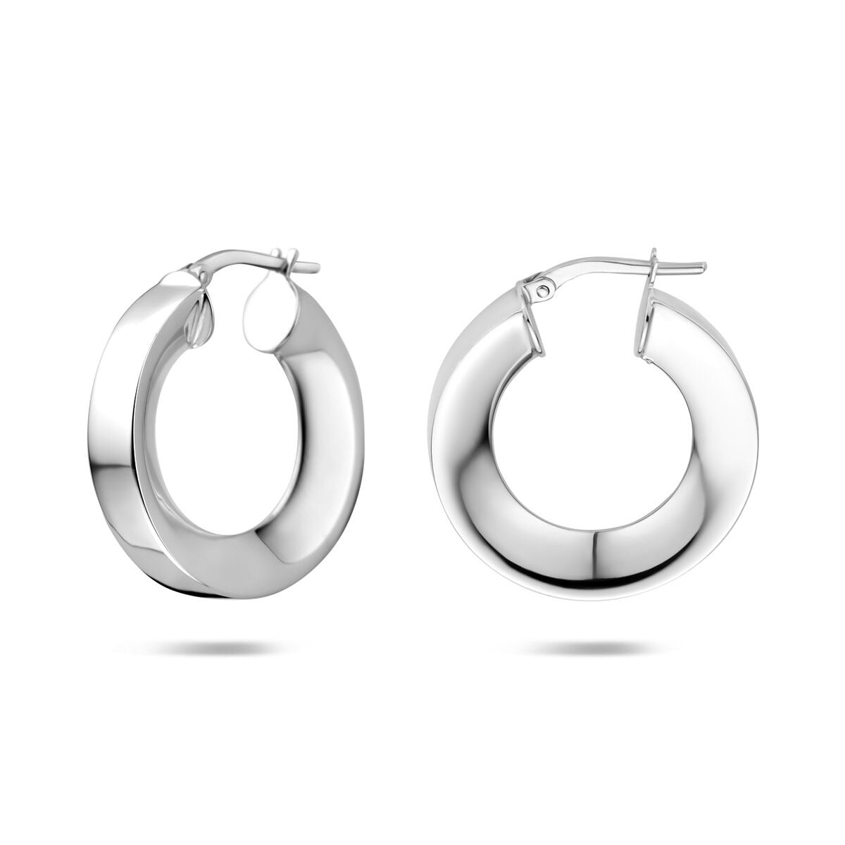 Boucles d'oreilles pour femme en argent rhodié – 5 mm d'épaisseur