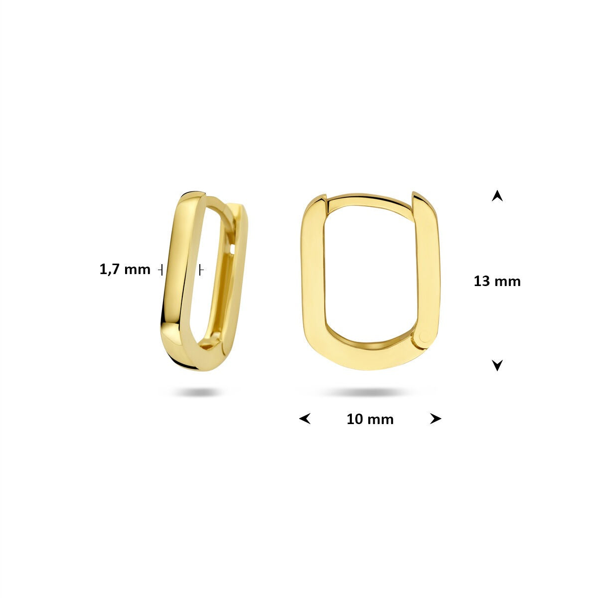 Créoles rectangulaires en or jaune 9k pour femme