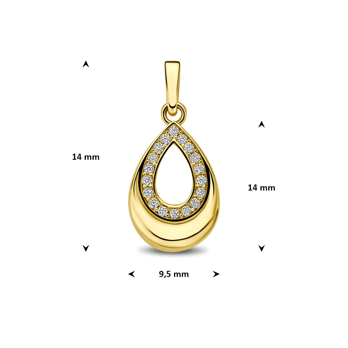 pendentif goutte en or jaune avec zircone