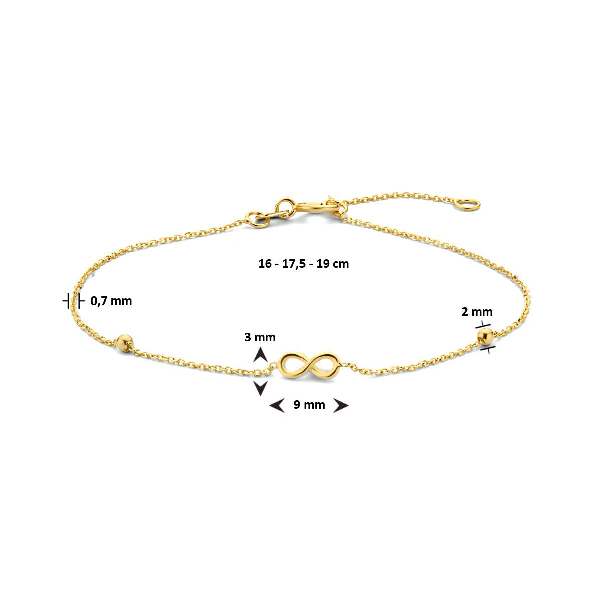 Bracelet en or jaune 9k Infinity