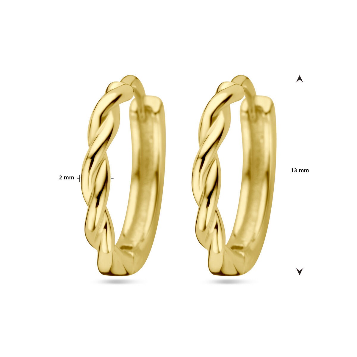 Créoles en argent plaqué or – Torsadées 13x2 mm