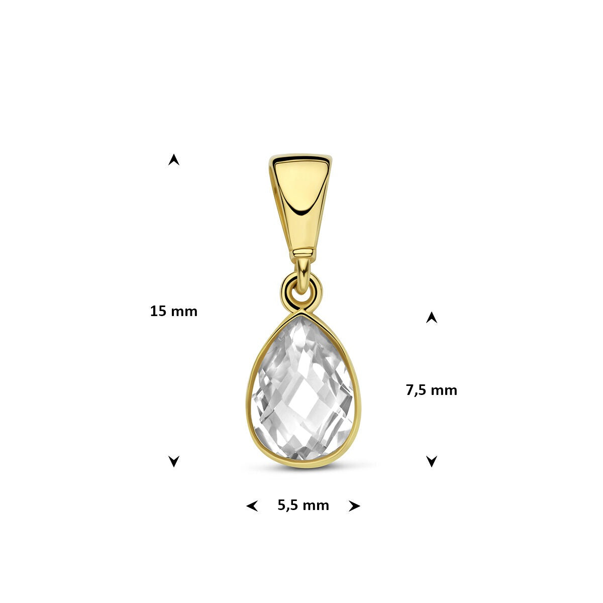 pendentif en or jaune 9k avec zircone en forme de poire