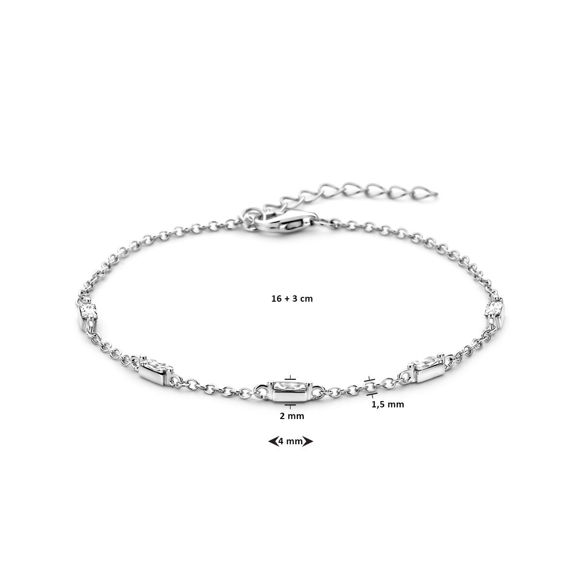 Bracelet en argent avec zircone – rhodié argent 925