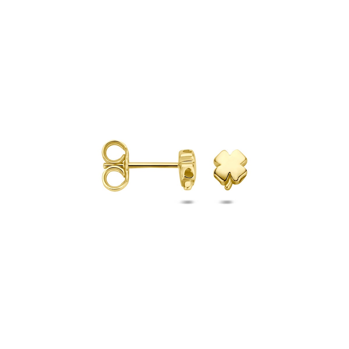 puces d'oreilles en or jaune 14k en forme de trèfle