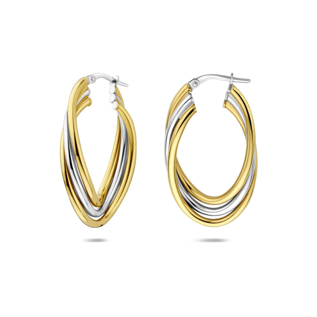 Créoles ovales bicolores en argent – contraste élégant en or et argent