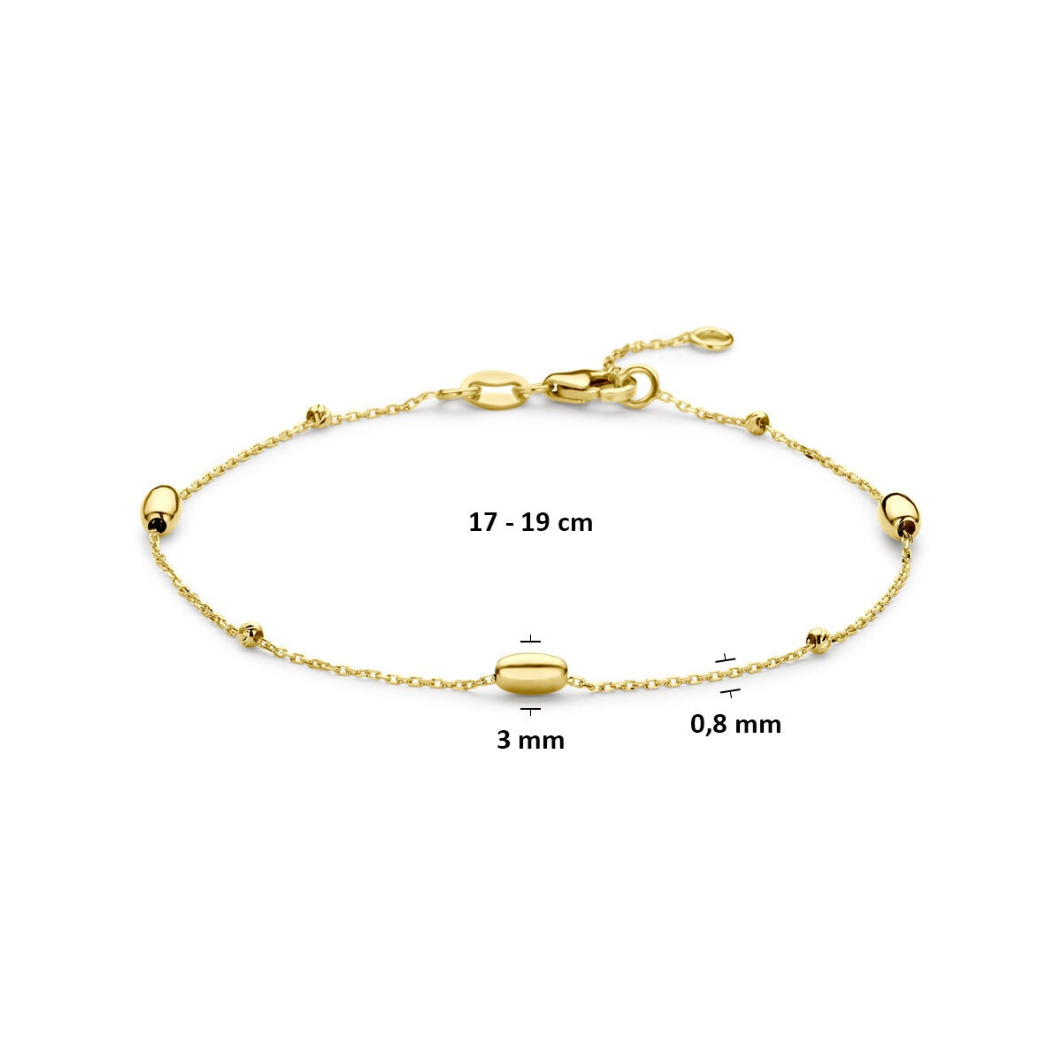 Bracelet en or jaune 14k avec billes et barres