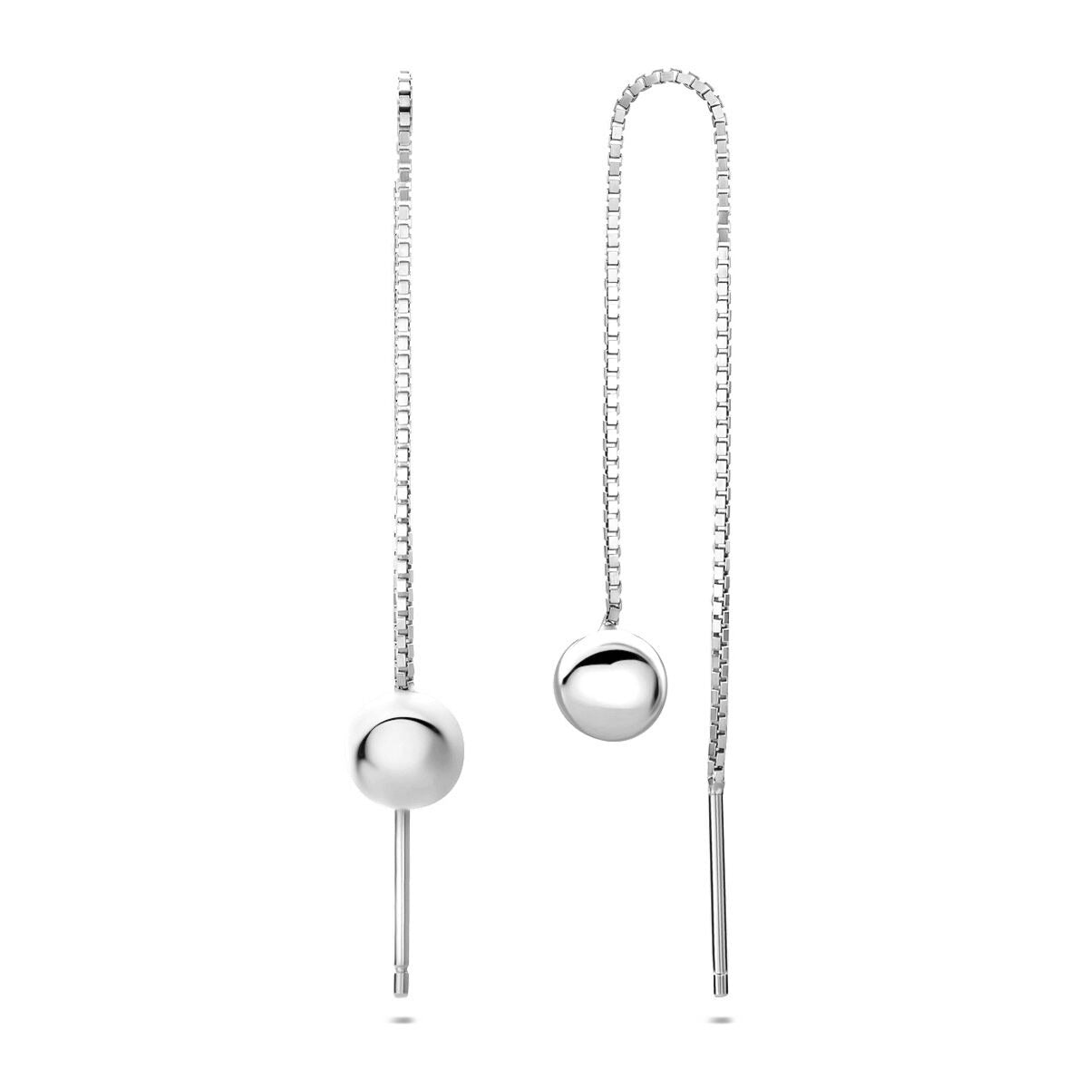 Boucles d'oreilles à poussette argent rhodiées boule