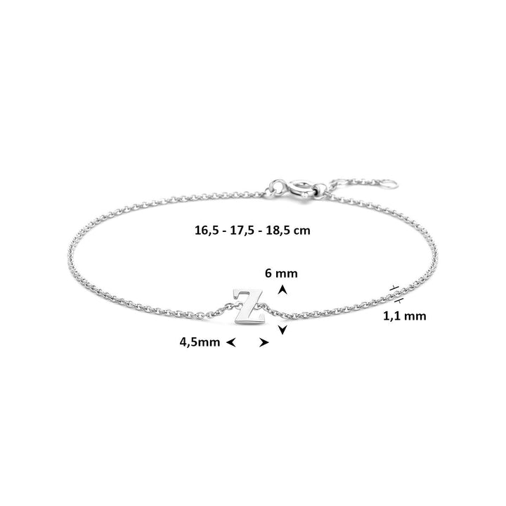Gerhodineerde 925 zilveren armband met letter