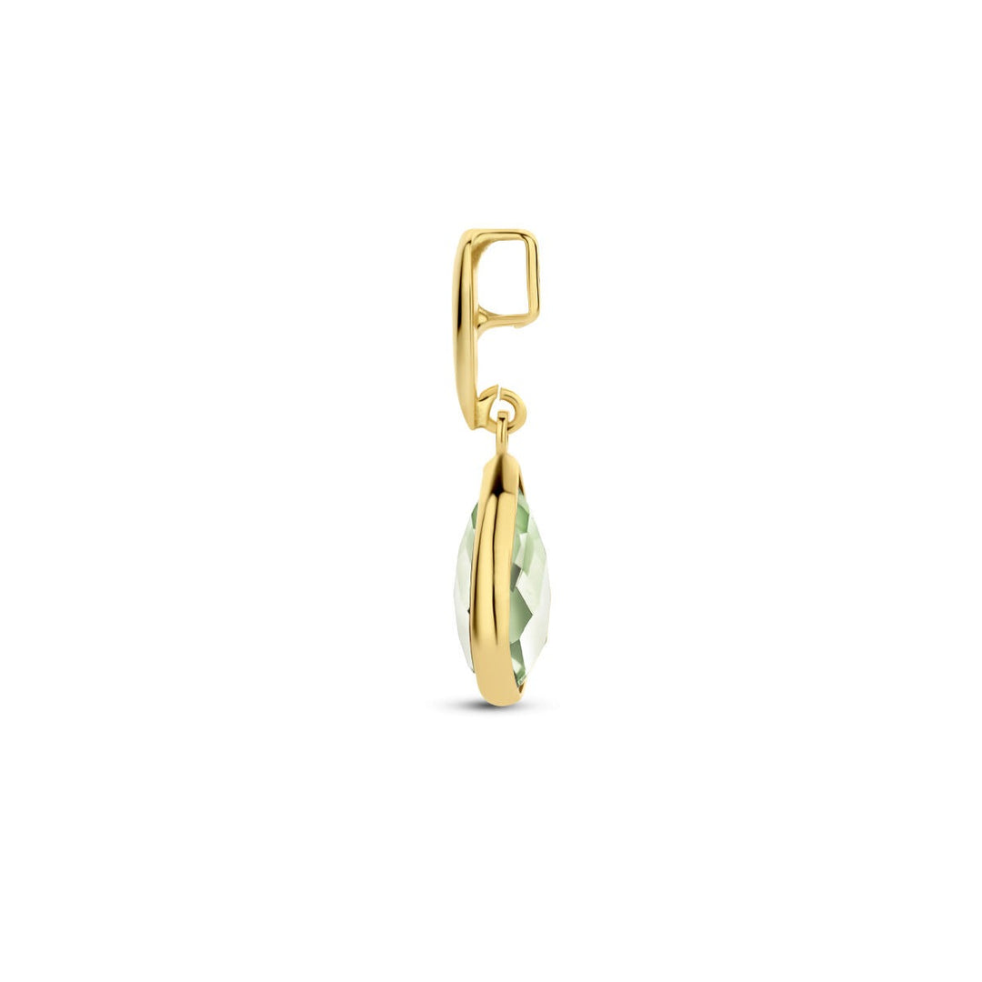 14k geelgouden hanger met groene amethist