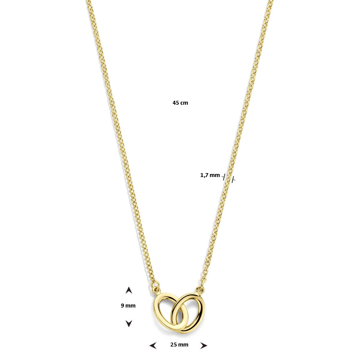 collier pour femme en or jaune 14k avec mailles ovales