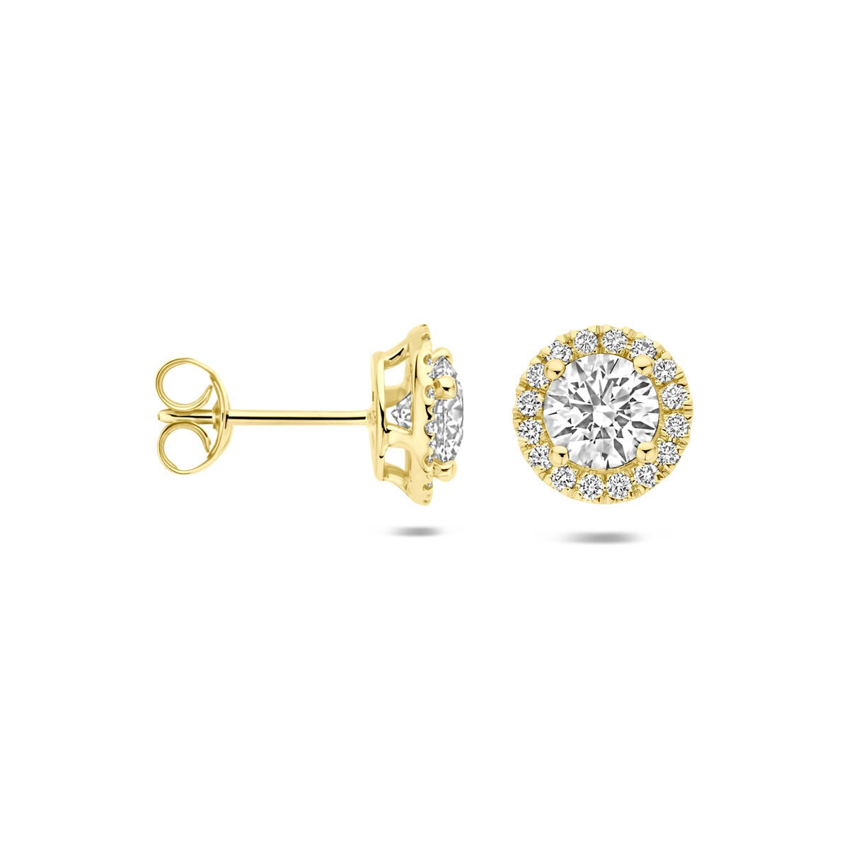 Puces d'oreilles en or 14k avec diamant cultivé en laboratoire