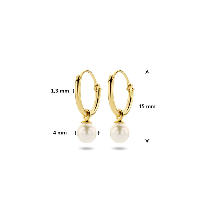 Gouden oorringen met zoetwaterparel – 14k