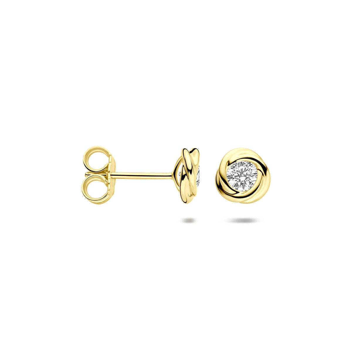 Puces d'oreilles en or 14k avec zircone – Monture solitaire
