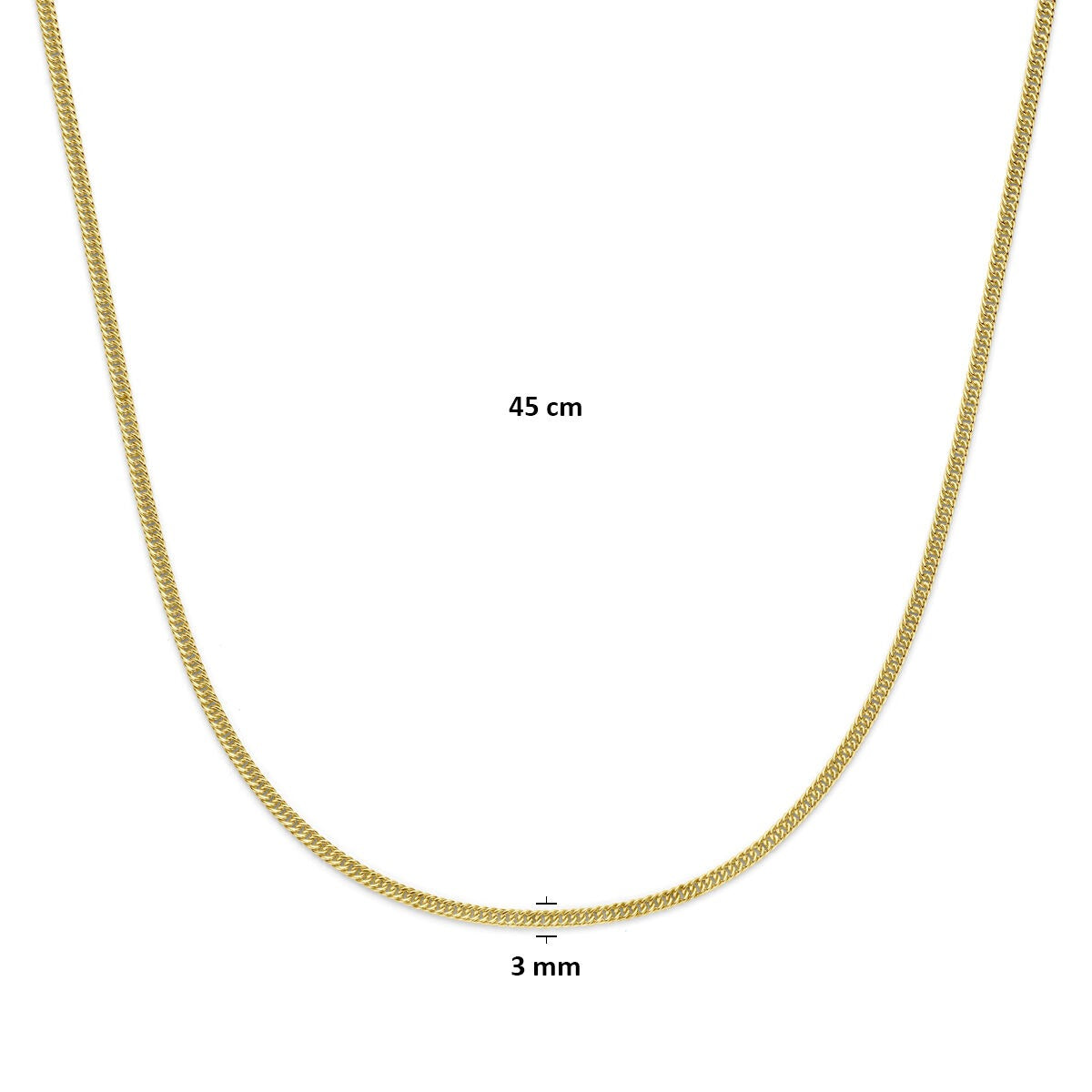 collier gourmette en or jaune 14k avec noyau en argent – 45cm