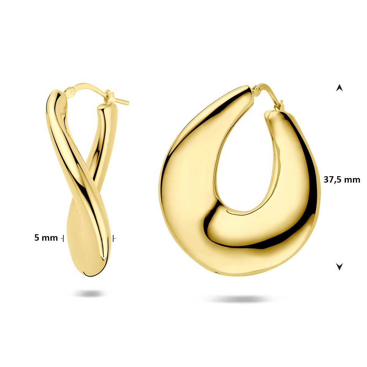 Créoles en argent plaqué or 37,5 mm – déclaration élégante en couleur or