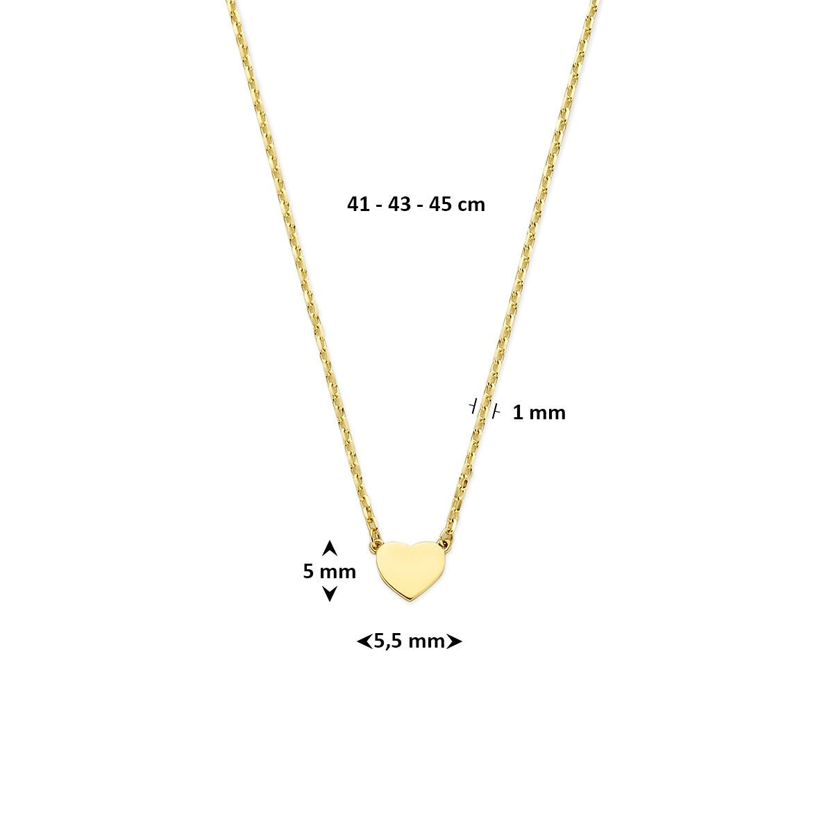 collier en or jaune avec cœur