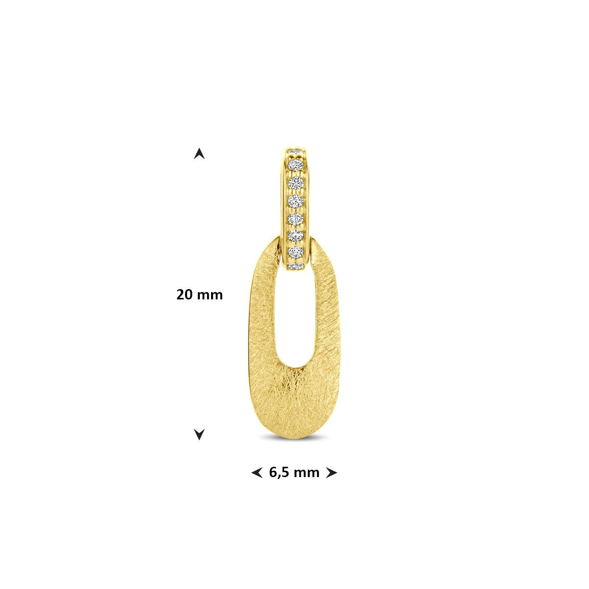 pendentif en or jaune 14k avec diamant taillé en brillant 0.03ct h si 20 mm