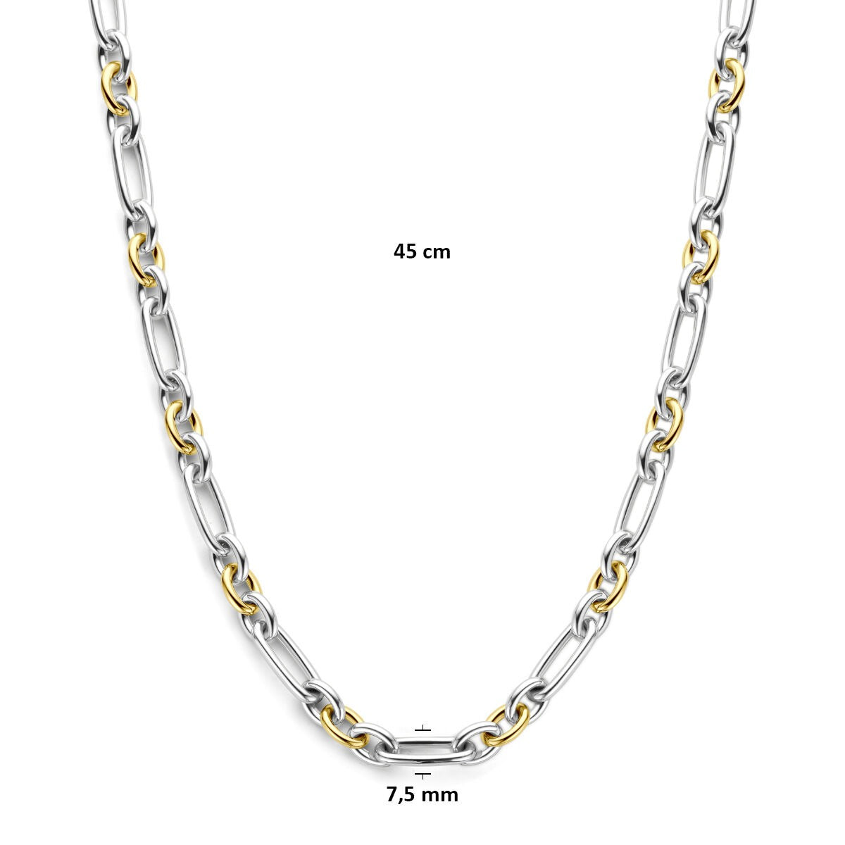 collier ancre en or jaune et argent 14k