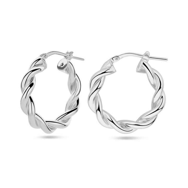 Gerhodineerd zilveren gedraaide oorringen 23 mm